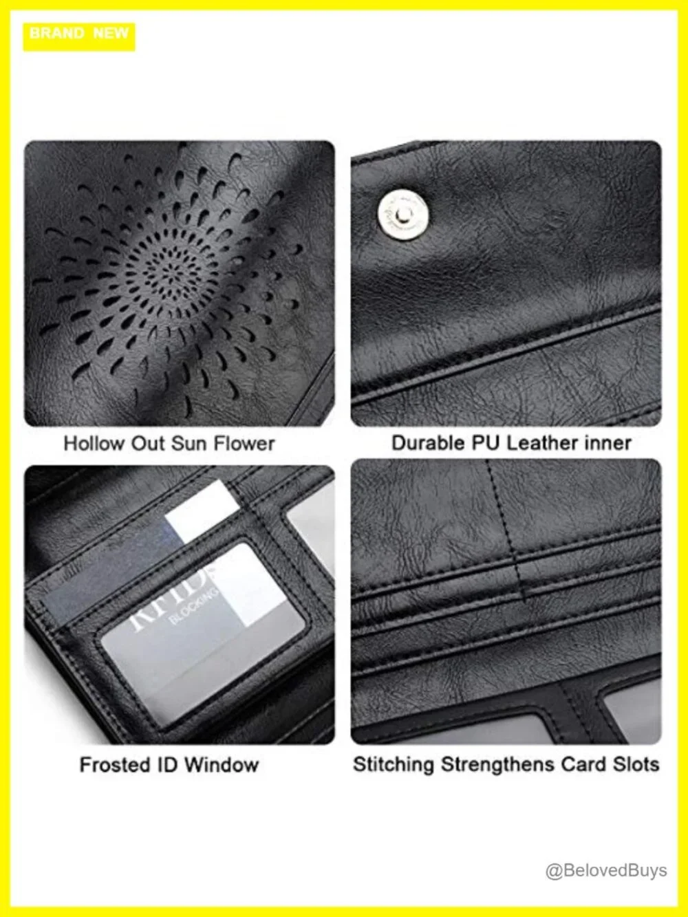 RFID Blocking Faux Leather Tri-Fold Clutch Wallet Card Holder Phone Organizer